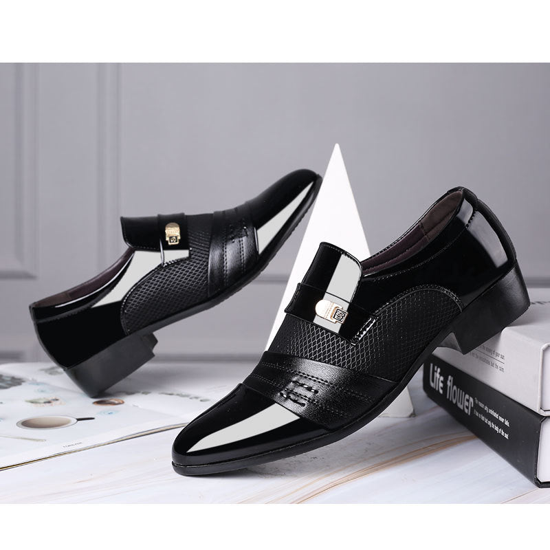 Men's Pointed-Toe PU Business Dress Shoes – Black or Brown