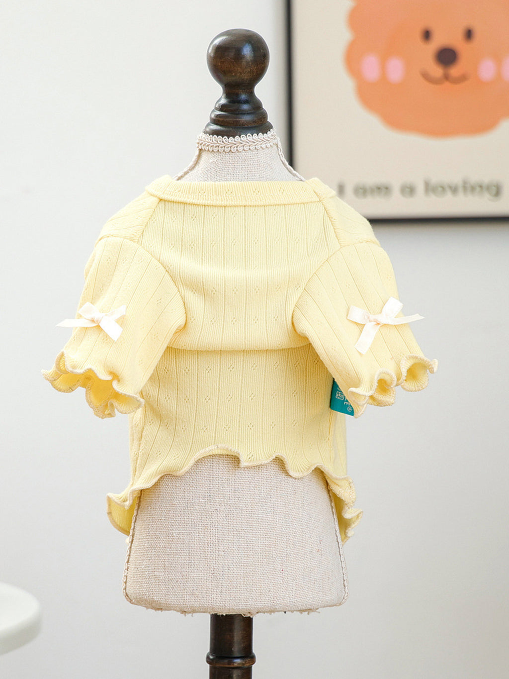 Ribbed pet top with sweet bear patch detail, pink color, and trendy design for small dogs or cats by Trendsi.