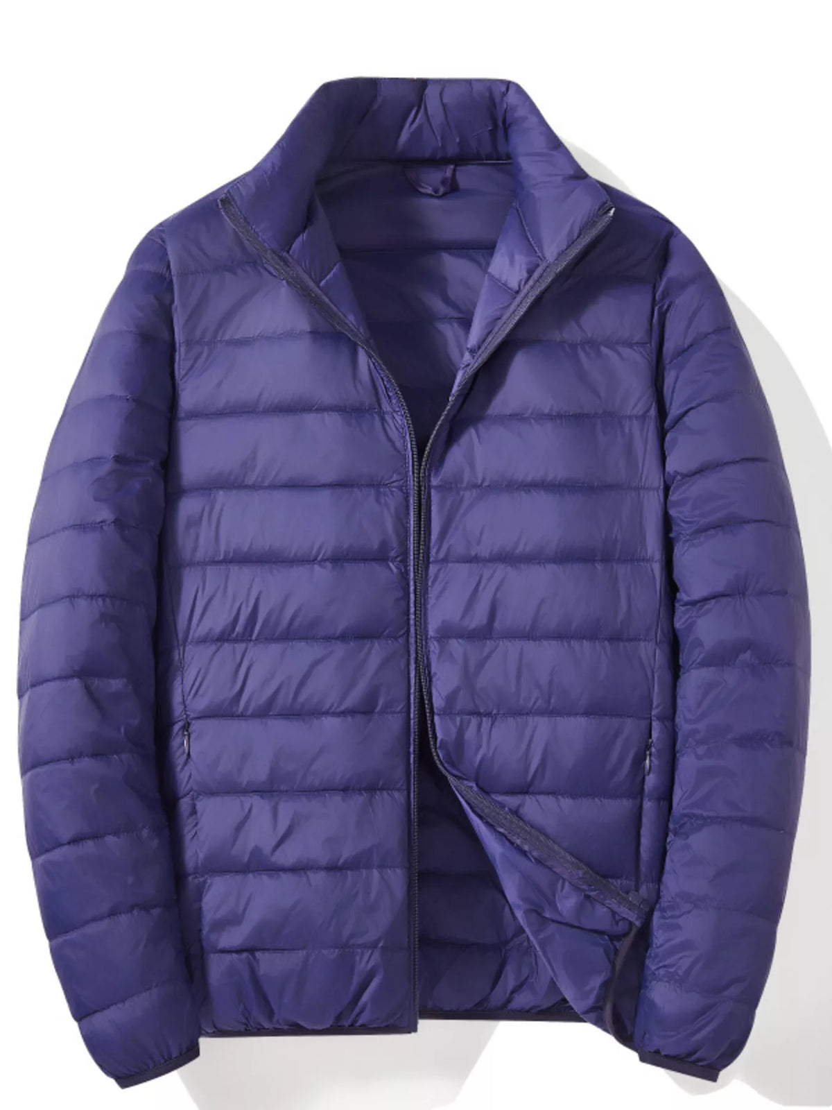 Men's plus size lightweight zip-up puffer jacket, view 4