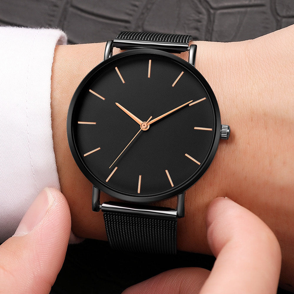 Geneva Men’s Ultra-Thin Mesh-Band Watch