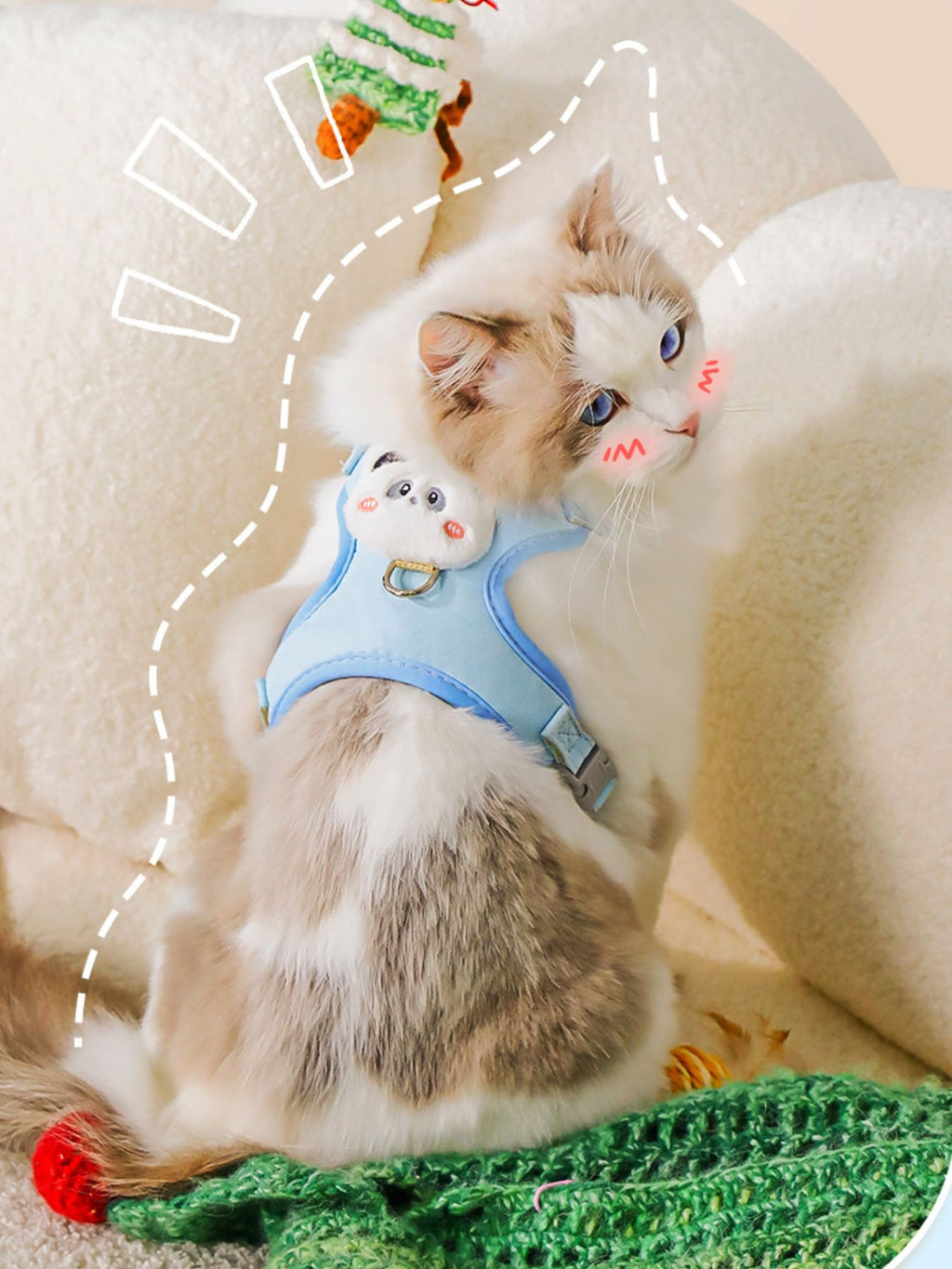 Breathable mesh pet harness with animal-themed decor, designed for comfortable and secure pet walking.