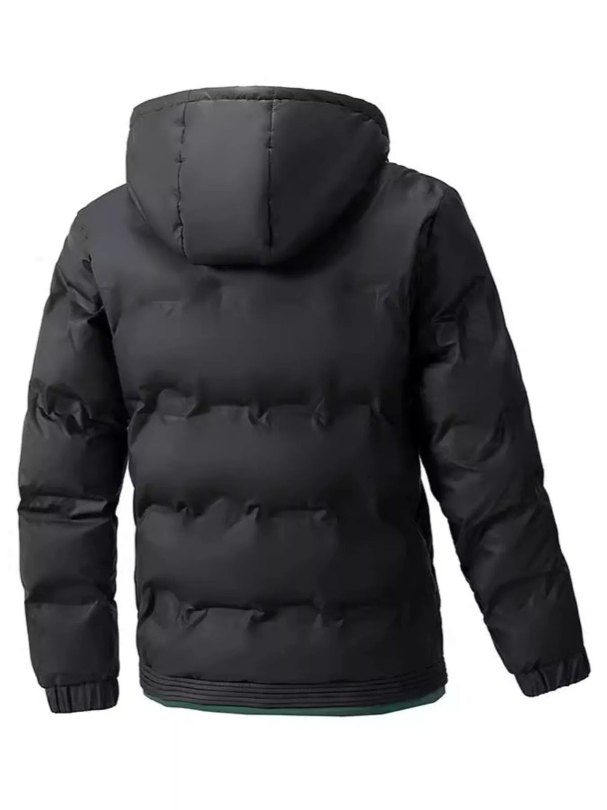 Men's plus size hooded puffer jacket with zip front, view 2