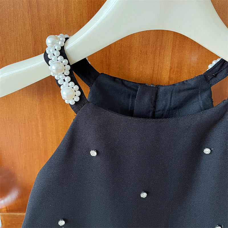 Children's Summer Dress Fashion Princess Sleeveless Black Dress for Girls