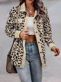 Plus size leopard print button-down jacket