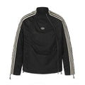 Men's Black Striped Nylon Zip Jacket