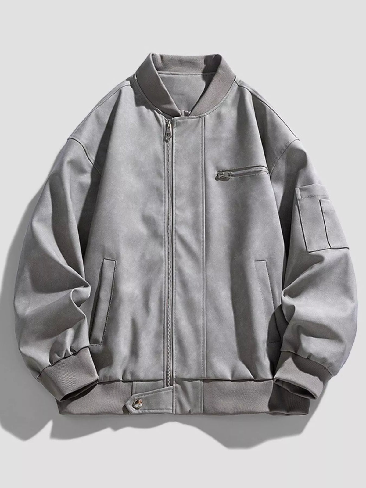 Men's plus size zip-up bomber jacket, view 5