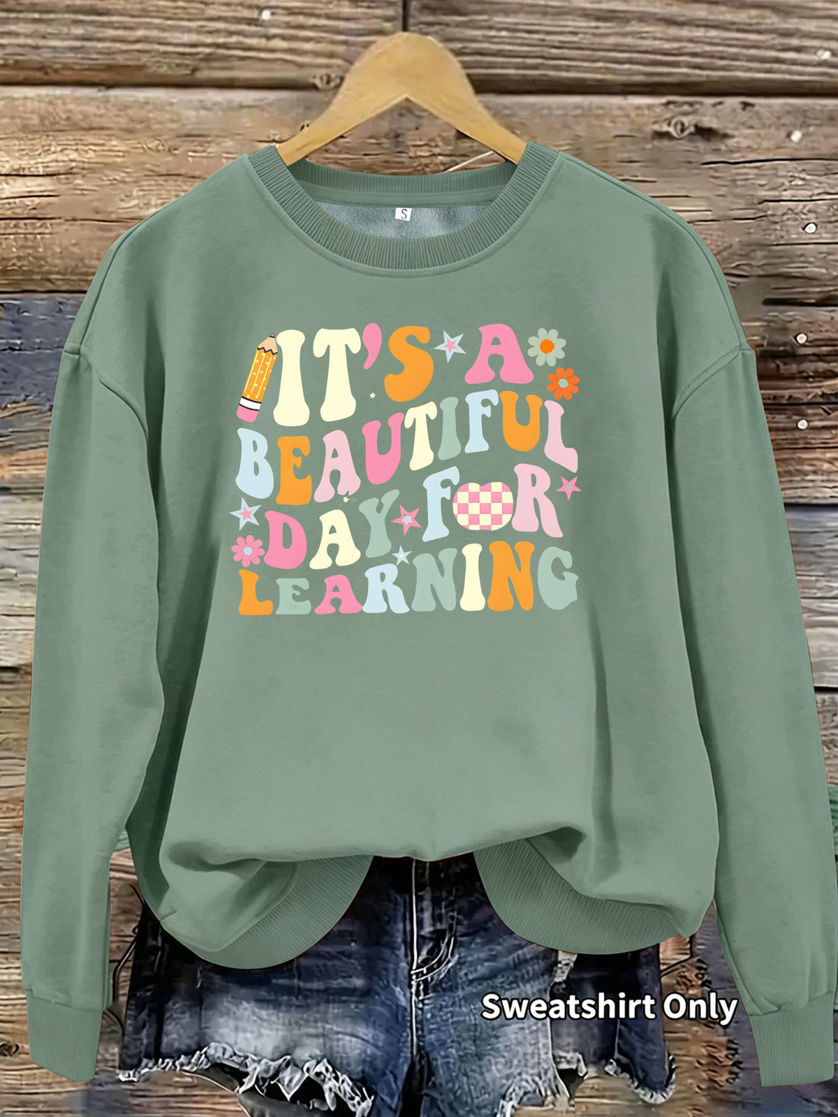 Women's Printed Lantern-Sleeve Sweatshirt