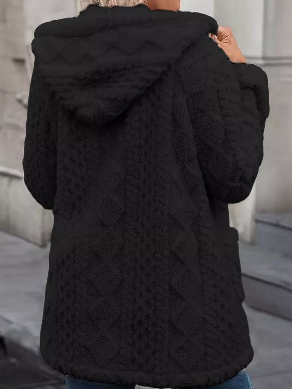 Faux fur hooded zip-up jacket, view 13