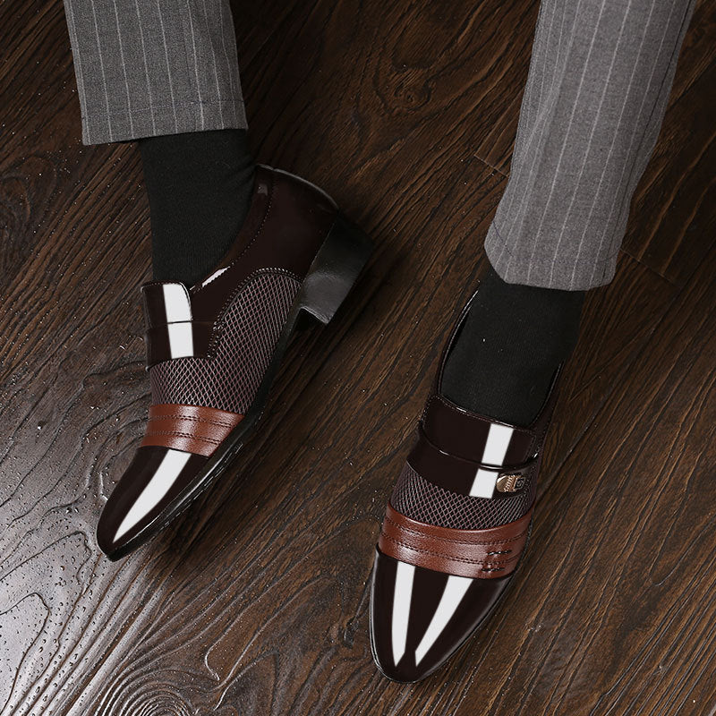 Men's Pointed-Toe PU Business Dress Shoes – Black or Brown