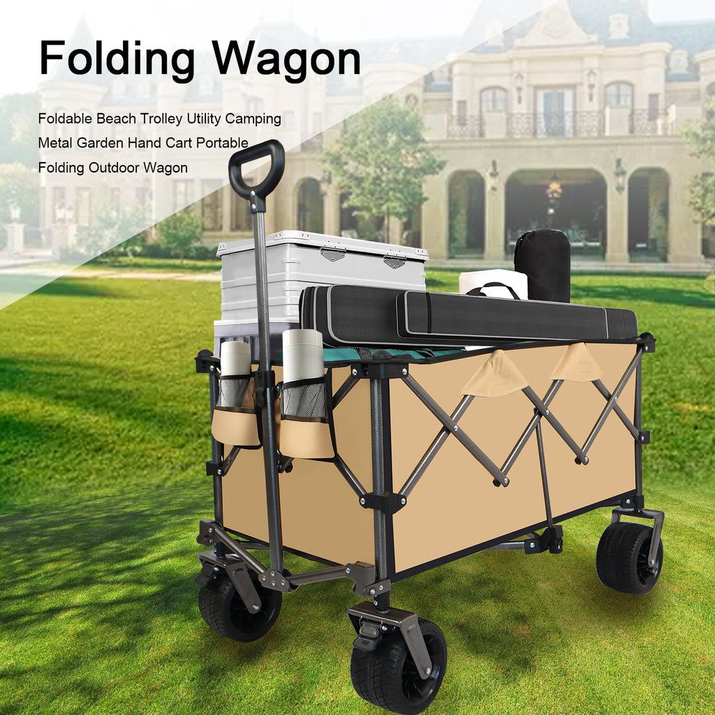 Collapsible Push-Pull Beach Wagon – Grayish Brown