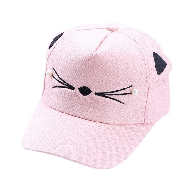 Cartoon Cat Embroidered Baseball Cap – Kids & Adult