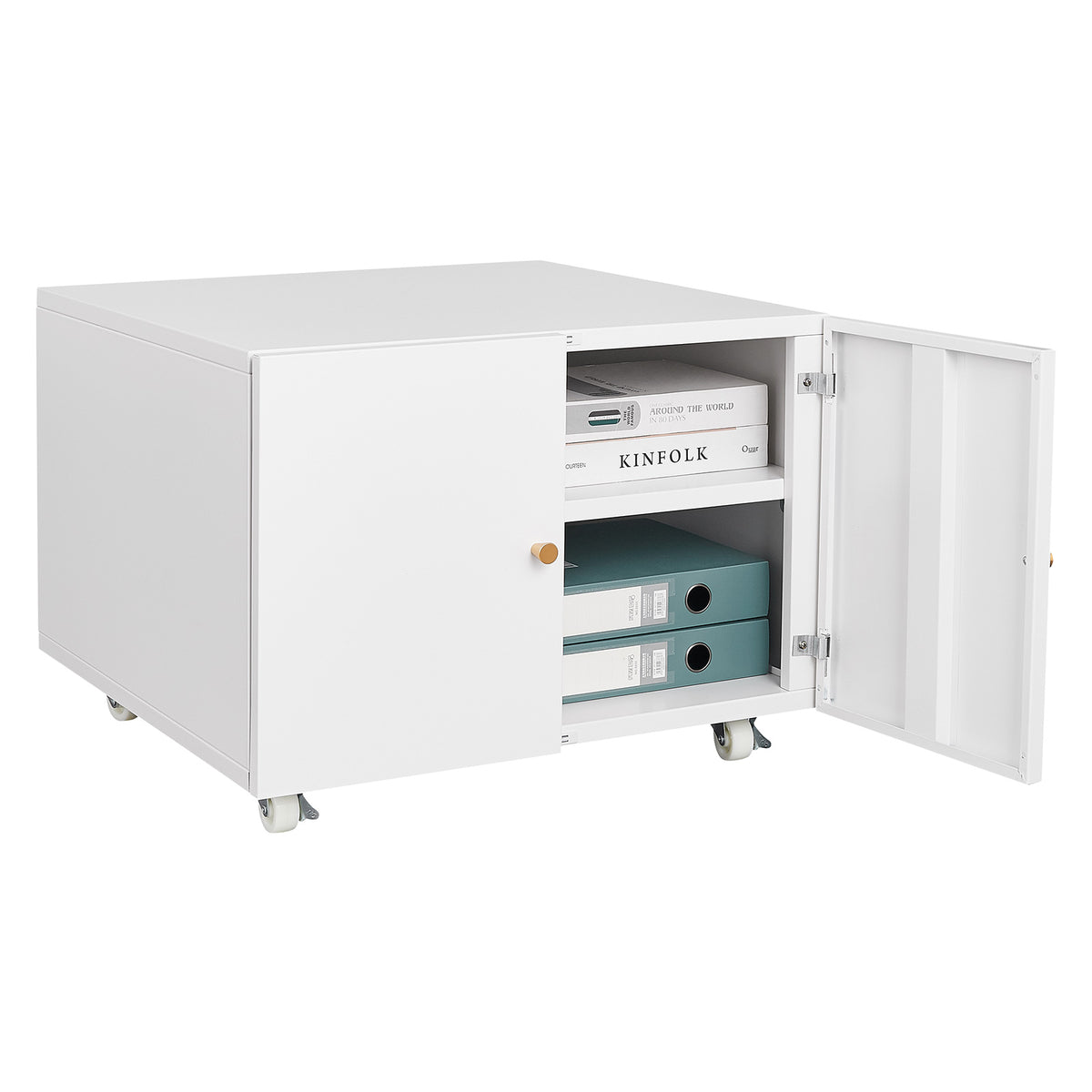 White Mobile Steel Copier Stand Cabinet