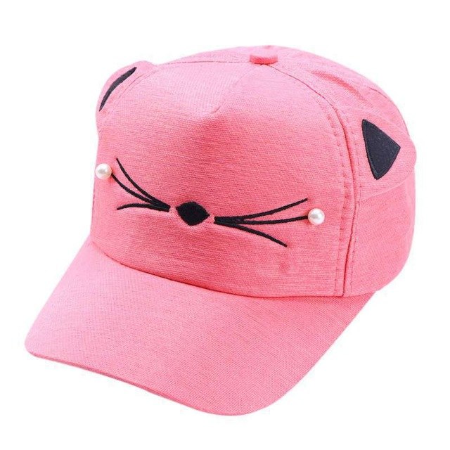 Cartoon Cat Embroidered Baseball Cap – Kids & Adult