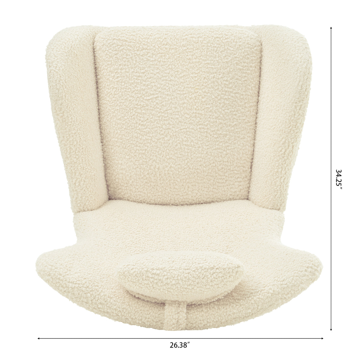 Beige Upholstered Rocking Chair with Adjustable Headrest & Side Pocket