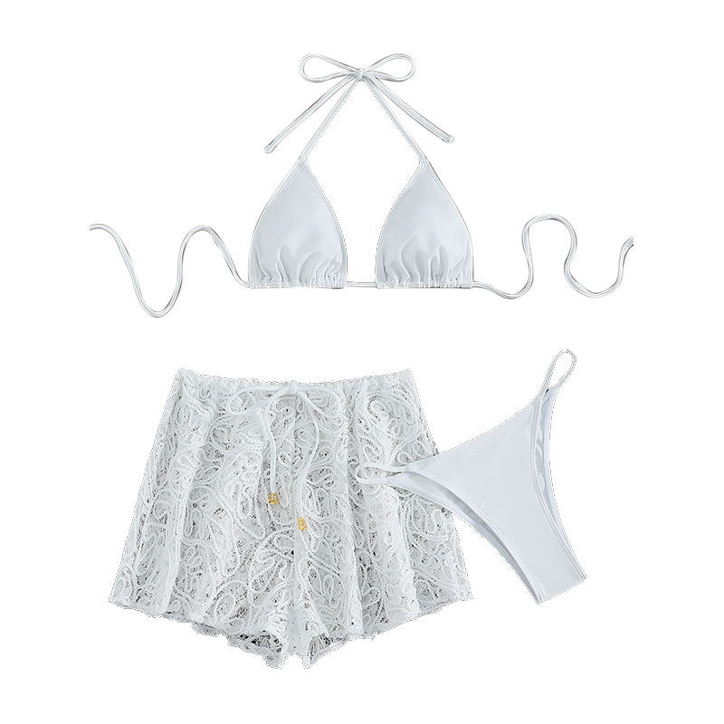 Mesh swim trunks separate swimsuit women's sexy bikini three-piece swimwear bikini