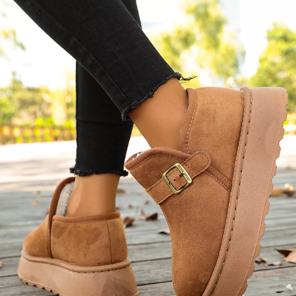 Round toe suede platform boots, view 4