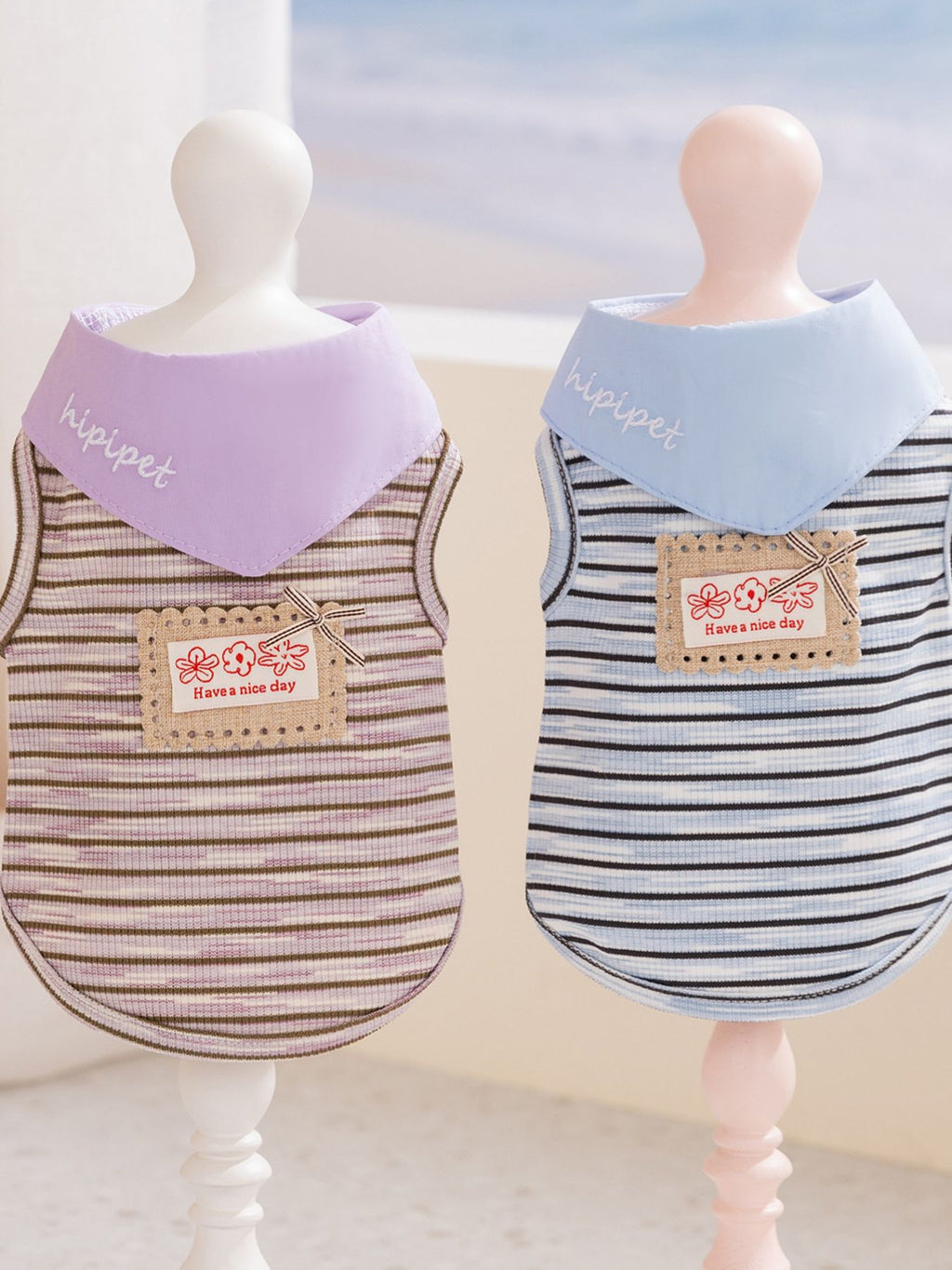 Striped tied pet top by Trendsi featuring a stylish design, perfect for fashionable pets and comfortable wear.