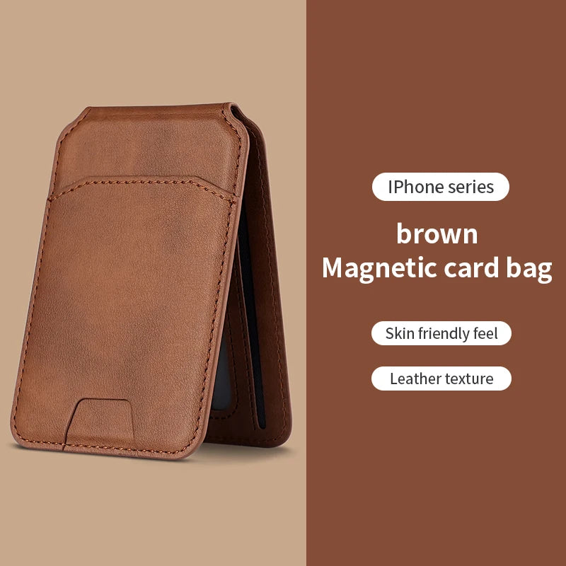 Magnetic Leather Phone Card Wallet