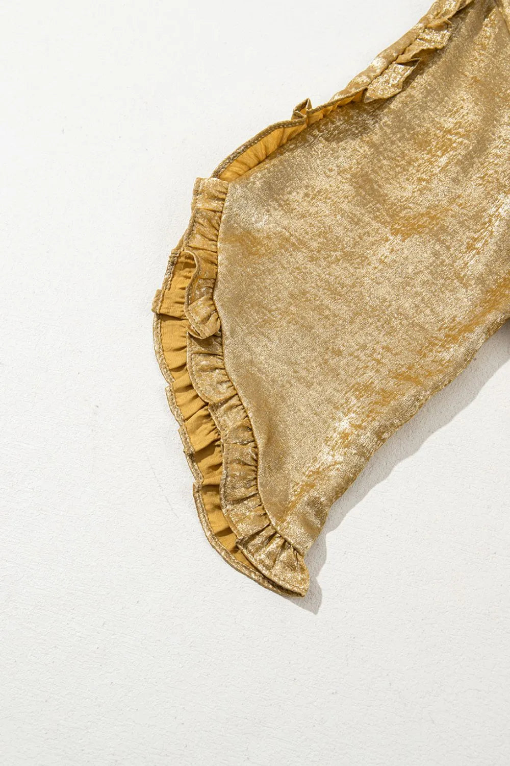 Asymmetrical Ruffle-Sleeve Blouse – Gold