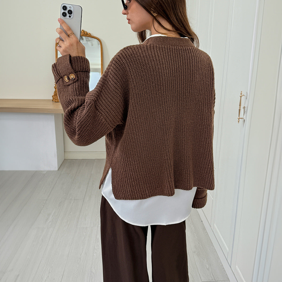 V-Neck Knit Pullover Sweater