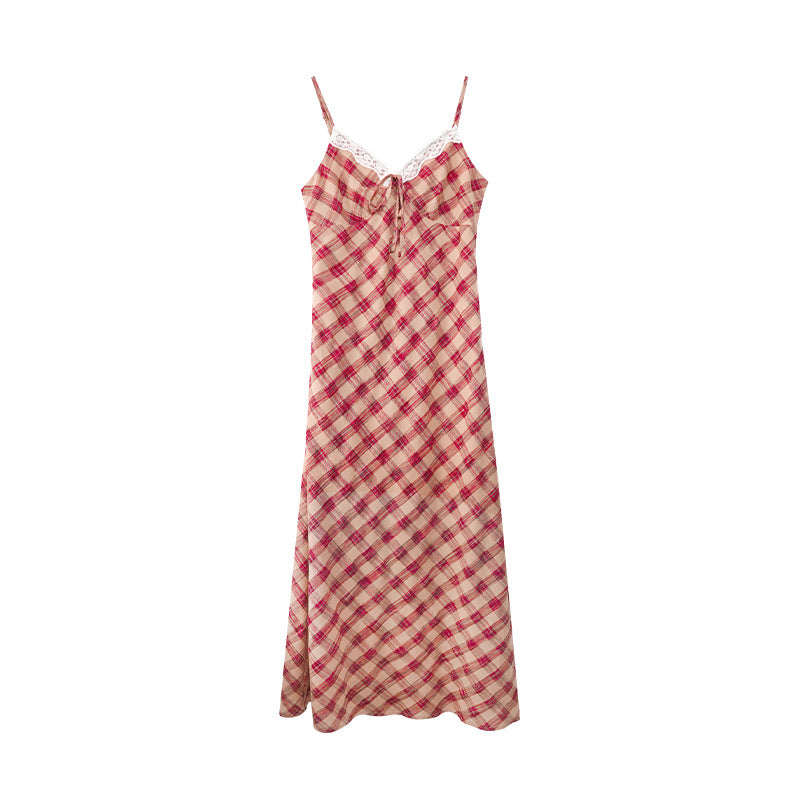 Holiday plaid camisole dress for women