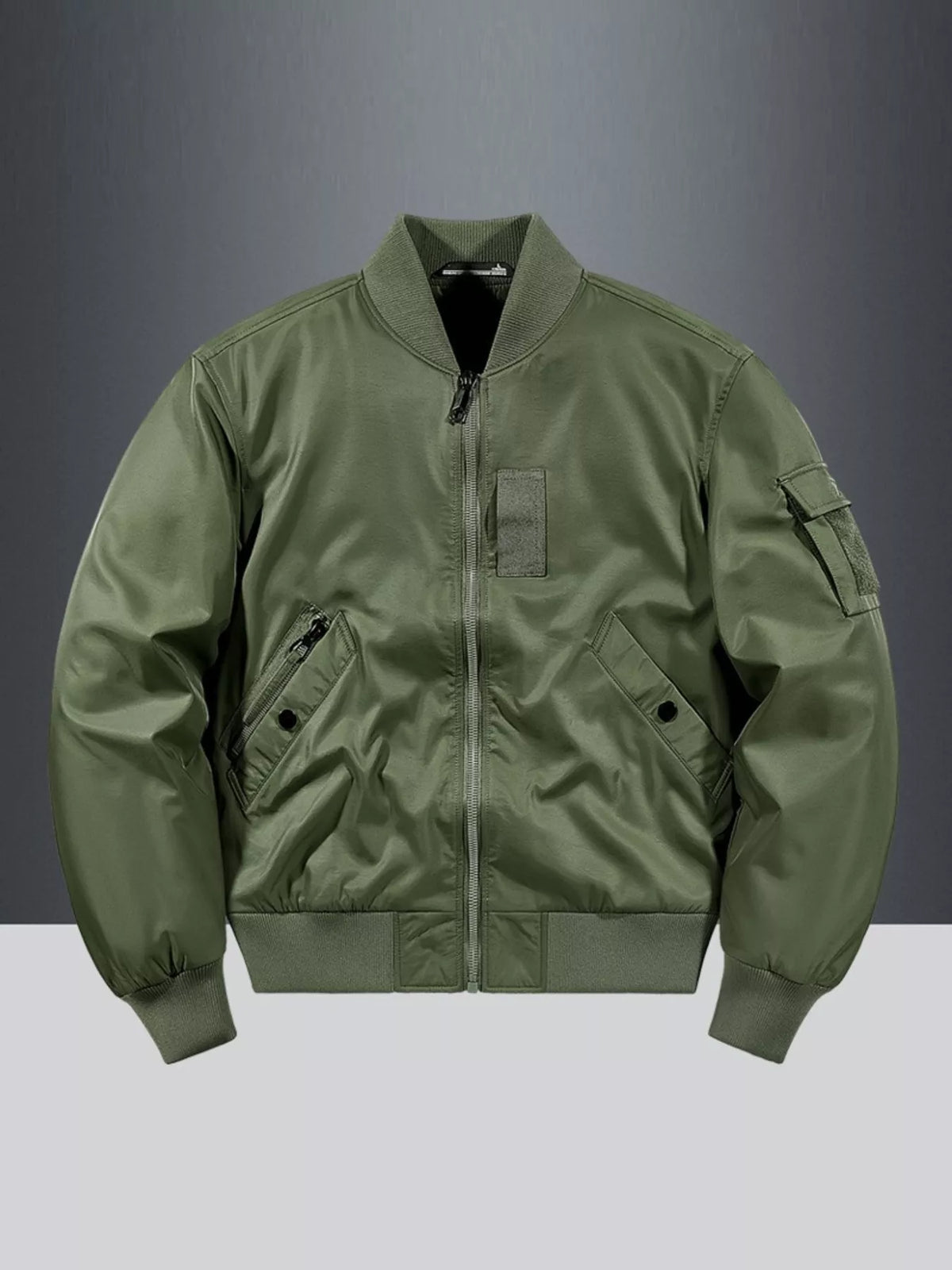 Men's plus size classic zip-up nylon bomber jacket, view 5