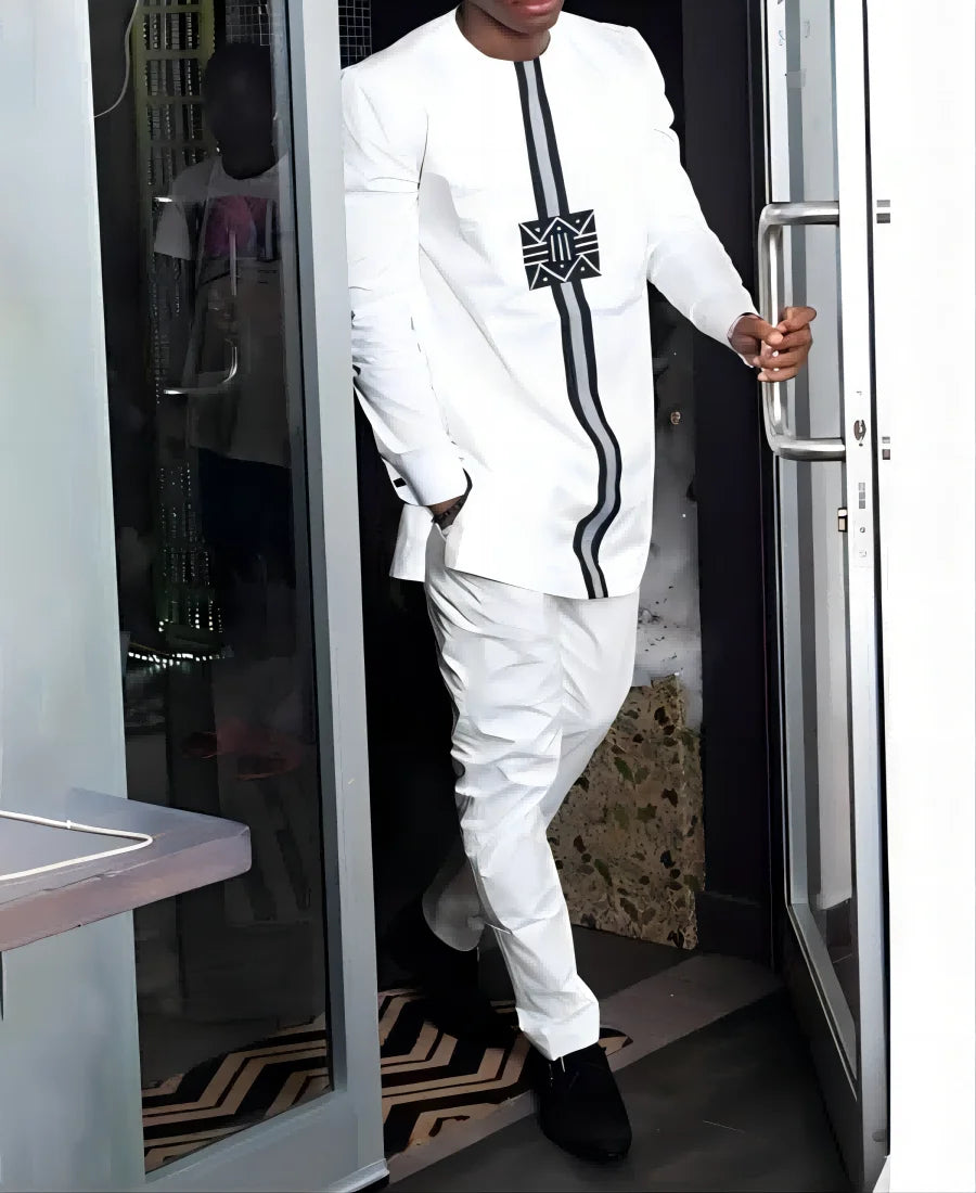 Men's Printed Dashiki Two-Piece Set