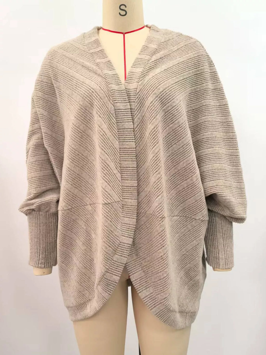 Open-front ribbed batwing sleeve cardigan, view 29