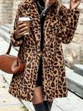 Gold leopard print faux fur longline coat