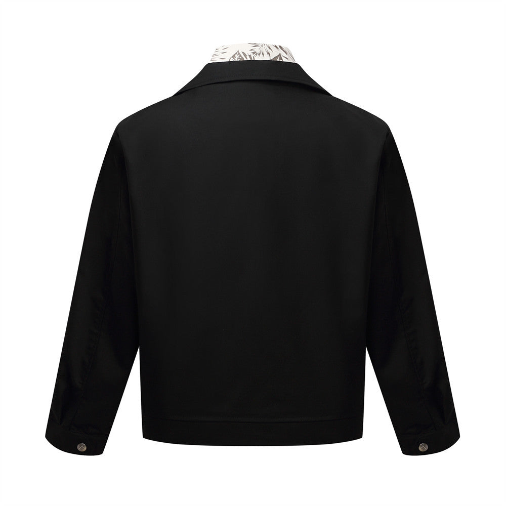 Color-Block Floral Zip Jacket – Apricot or Black