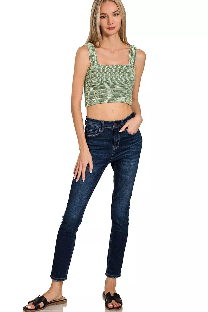 Seamless Winkle Stone Washed Bra Top by Trendsi, soft and stretchy foundation top with a smooth, comfortable fit.