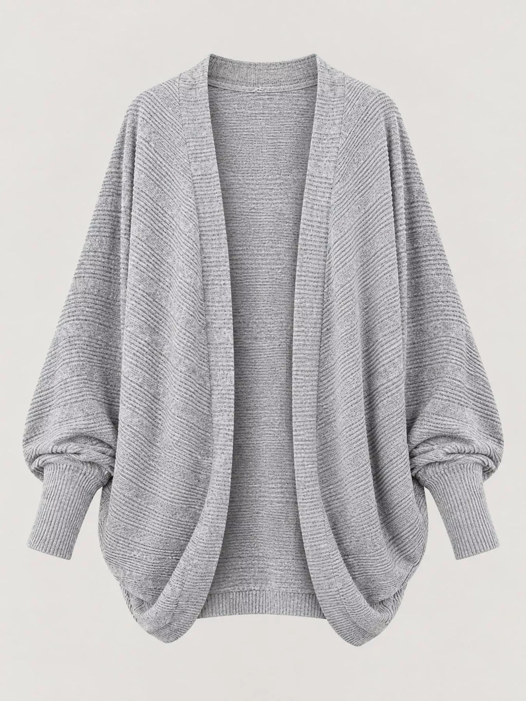 Open-front ribbed batwing sleeve cardigan, view 38