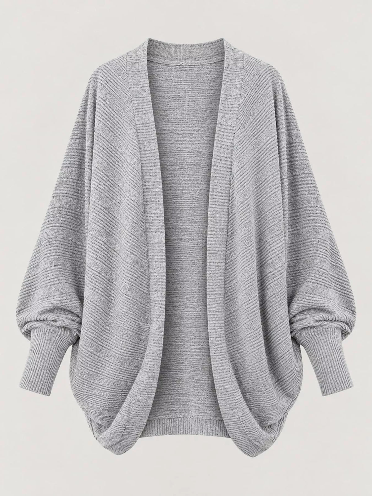 Open-front ribbed batwing sleeve cardigan, view 38