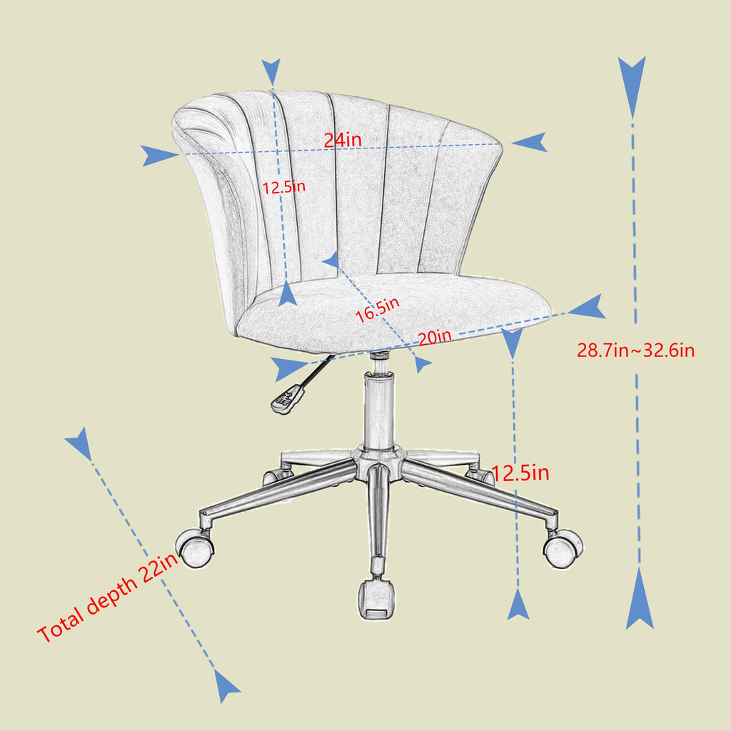Gray & Black Velvet Swivel Office Chair