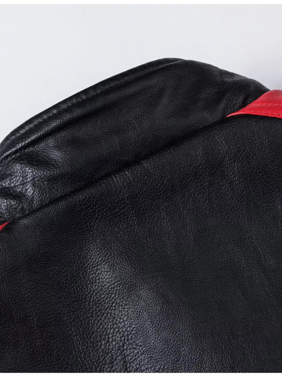 Men's two-tone faux leather motorcycle jacket, view 7