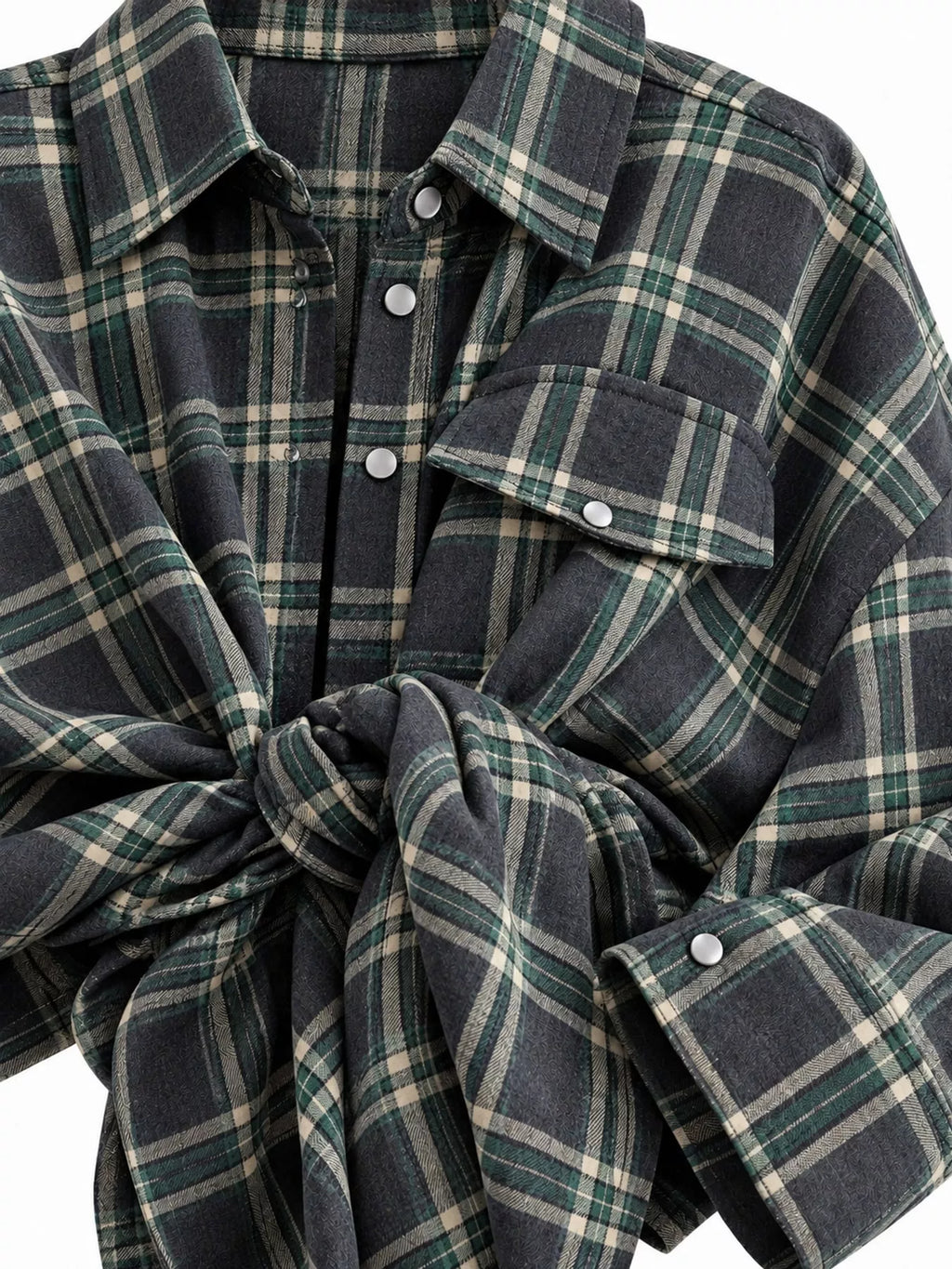 Trendsi plaid button-up shirt featuring a classic checkered pattern, long sleeves, and collar, displayed on a neutral background.