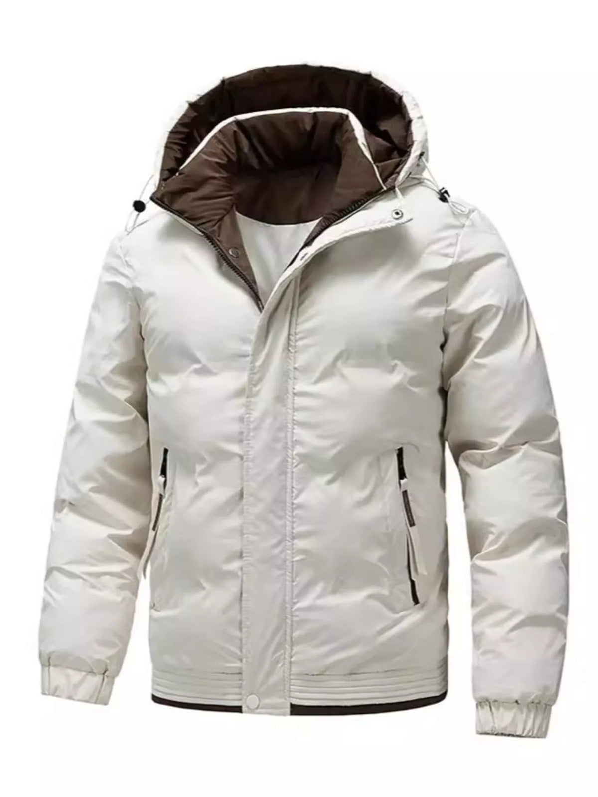 Men's plus size hooded puffer jacket with zip front, view 5