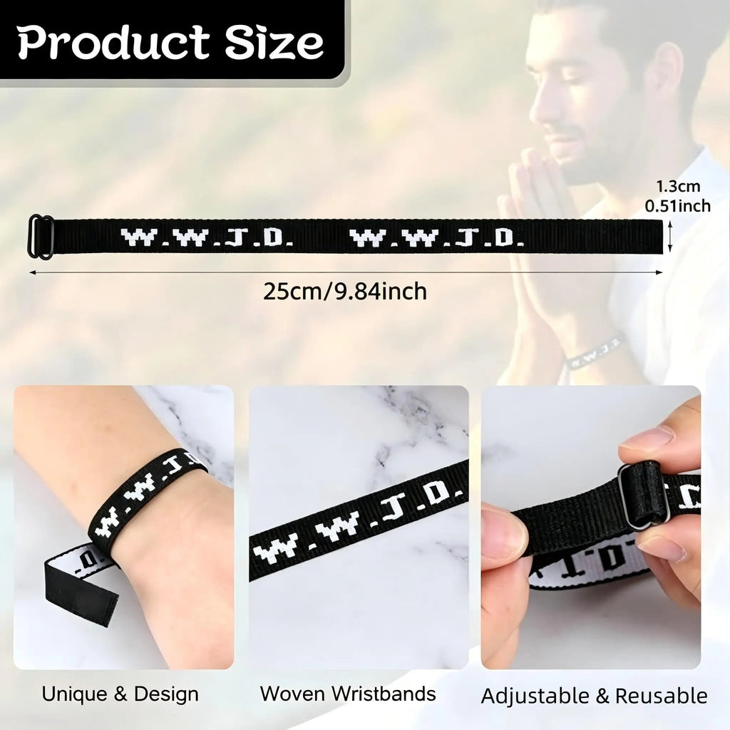 WWJD Nylon Bracelet Pack – 10 or 20 Pieces