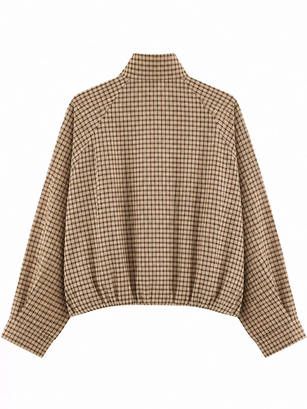 Plaid stand collar cropped jacket, view 29