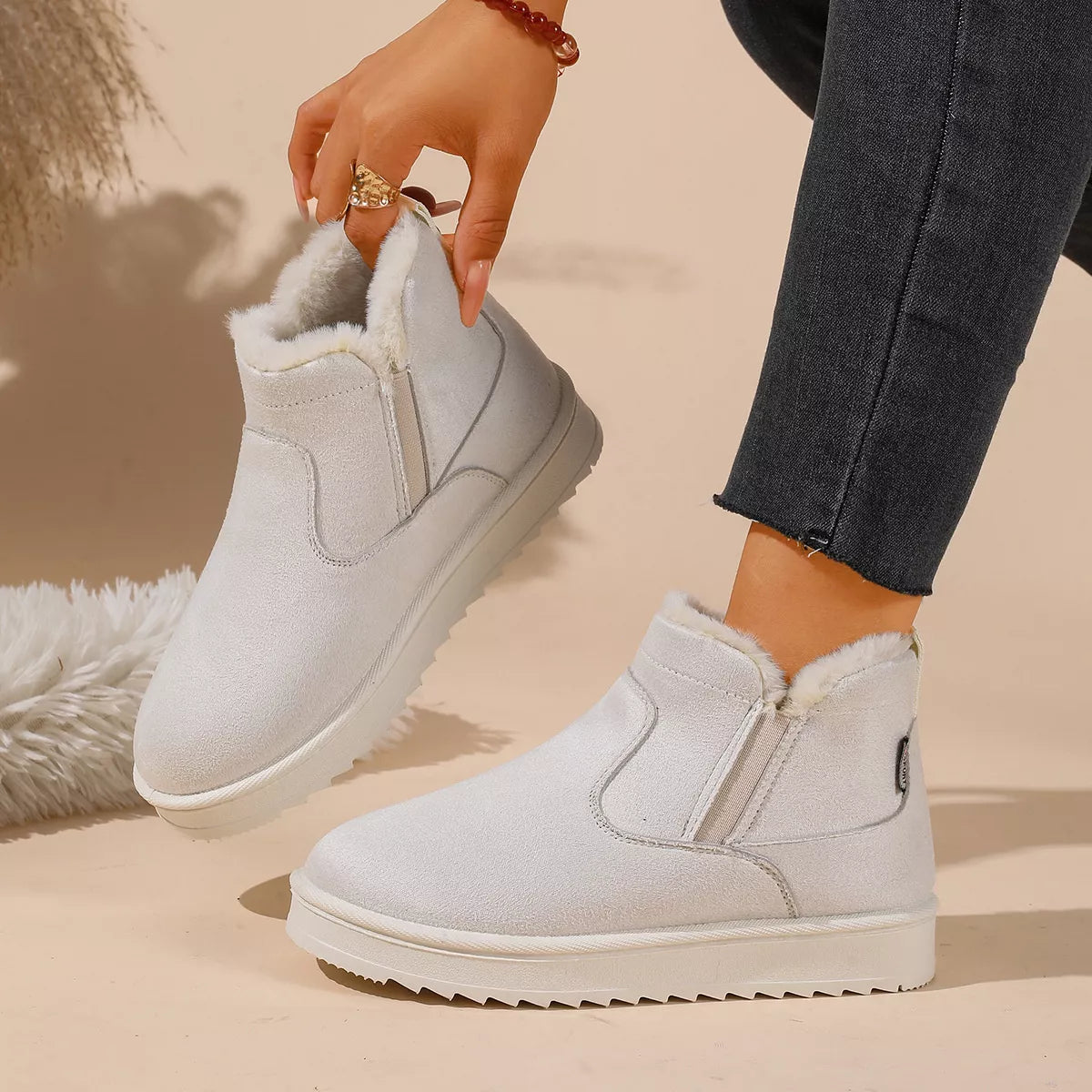 Plush lined flat winter ankle boots, view 12