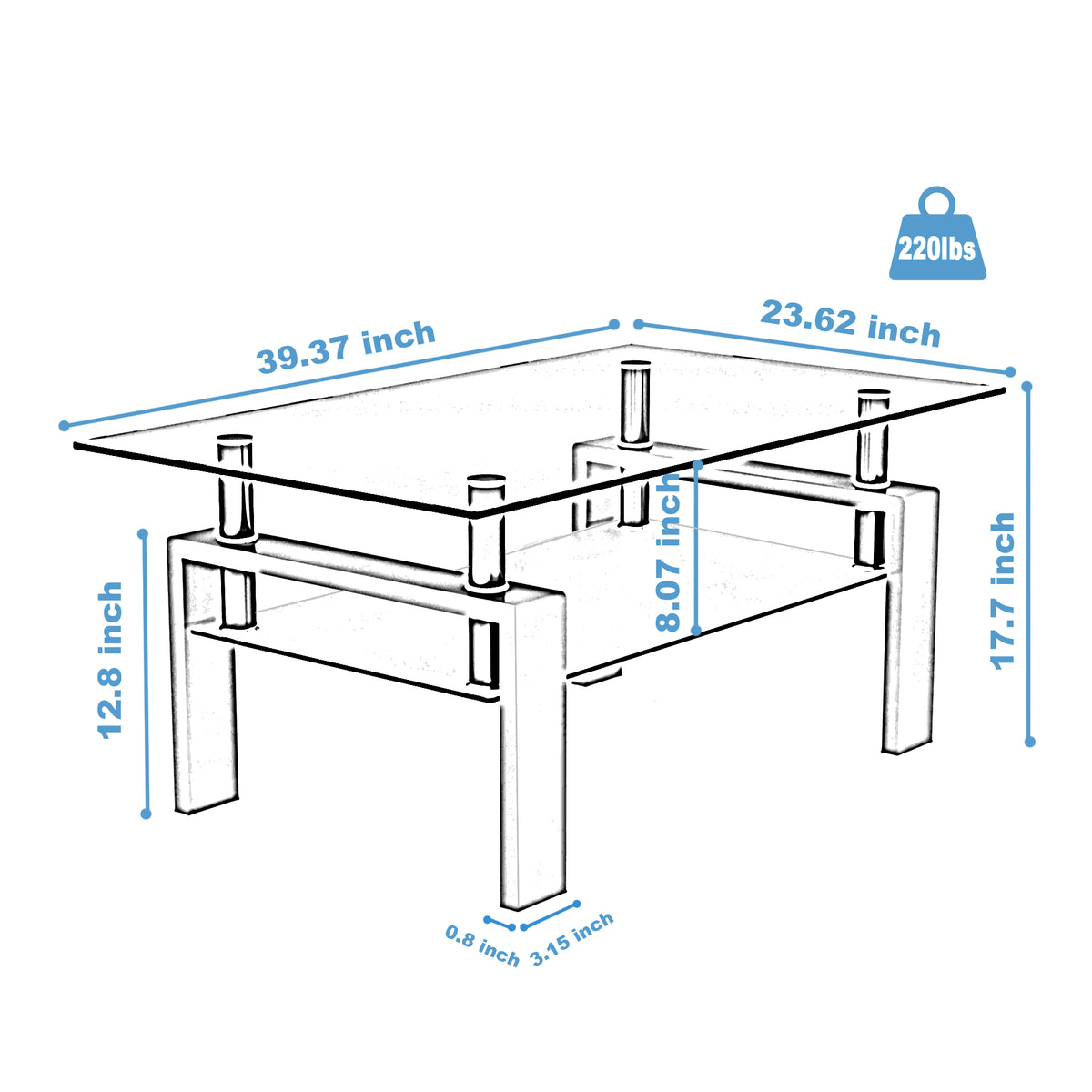 Modern White & Clear Coffee Table