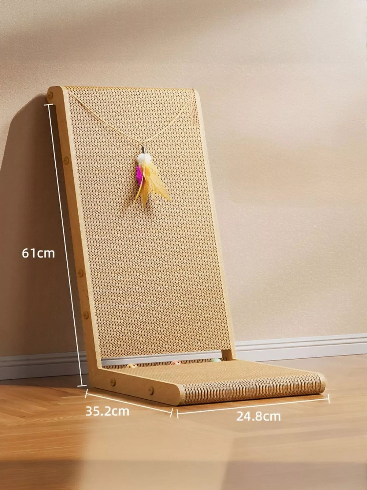 Interactive sisal cat scratching post with dangling toy from Trendsi, featuring a sturdy vertical post and playful hanging toy for cats.