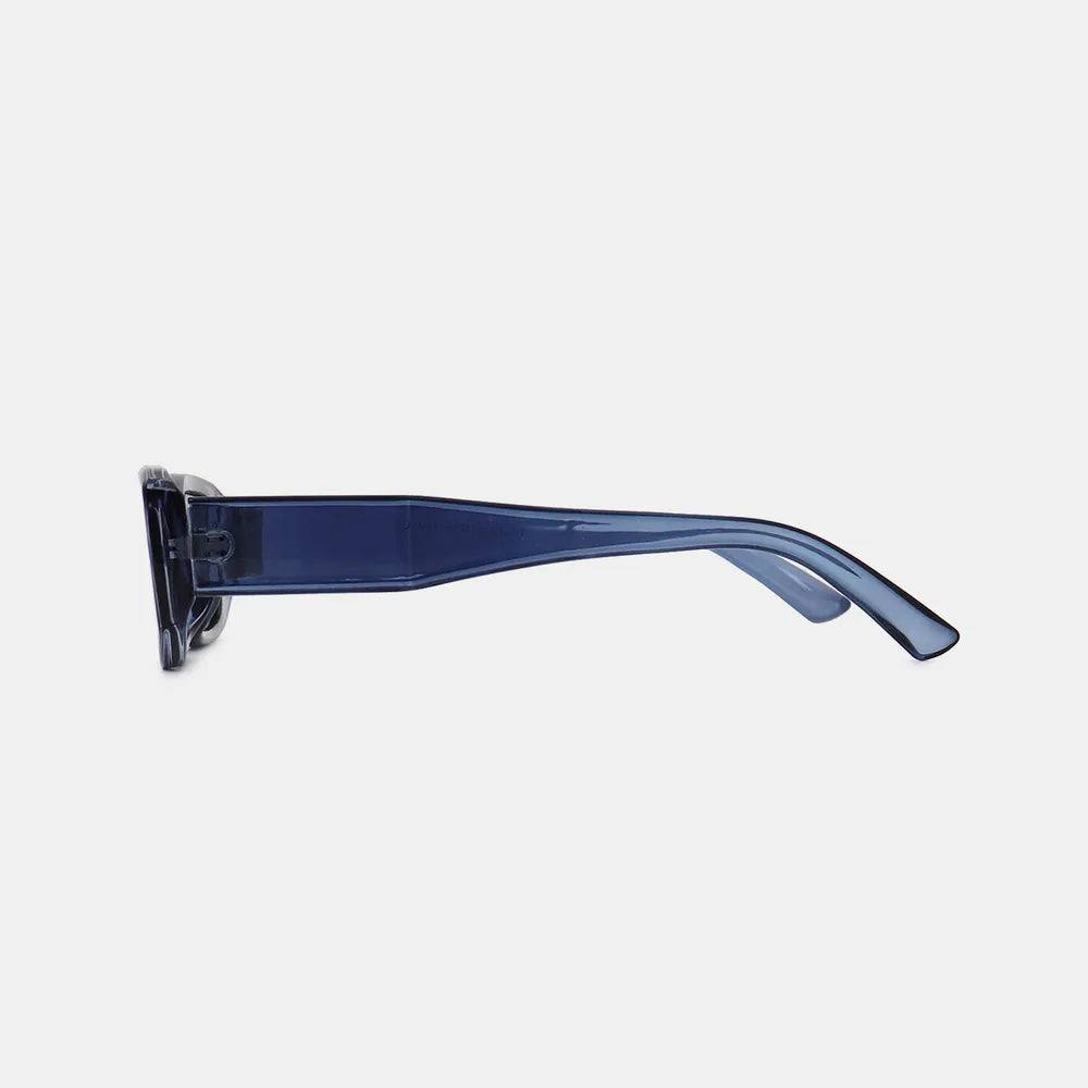 Trendsi polycarbonate frame rectangle sunglasses with black lenses and slim black arms, stylish and lightweight for everyday wear.