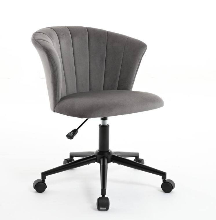 Gray & Black Velvet Swivel Office Chair