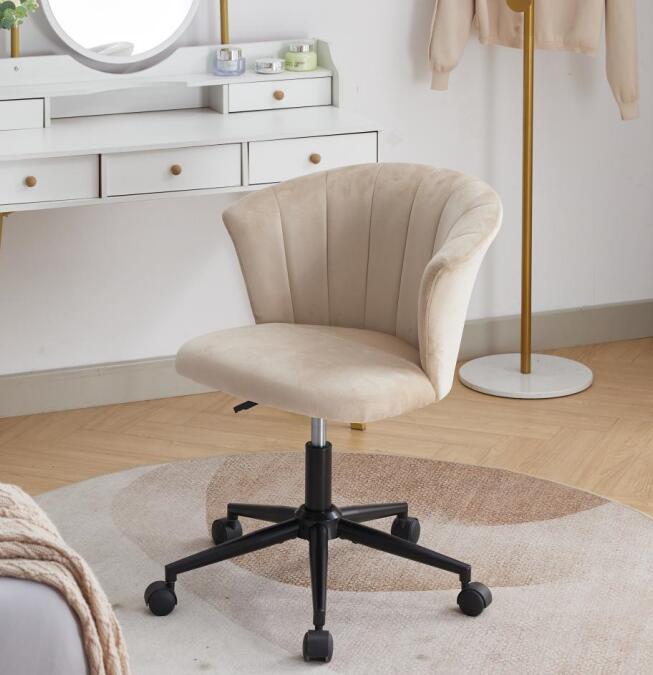 Camel Velvet-Style Swivel Office Chair