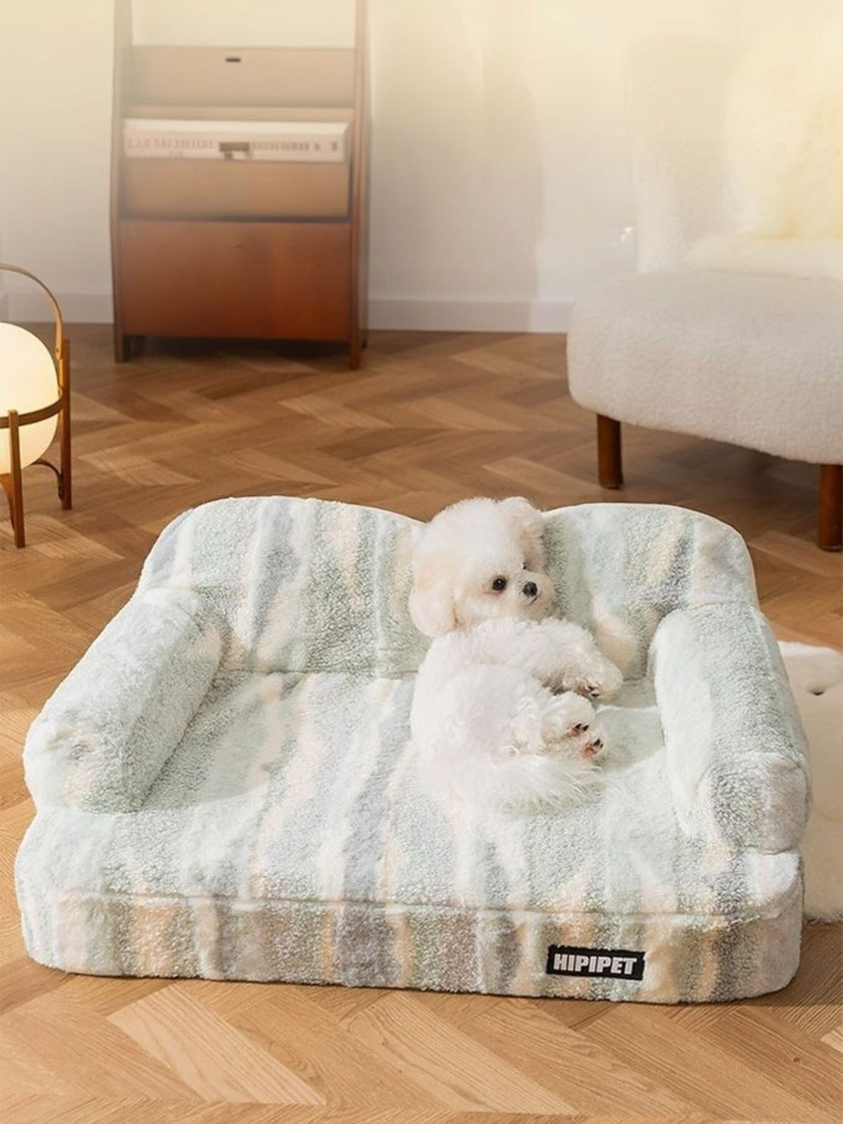Soft plush pet bed by Trendsi, featuring a cozy cushion with a plush exterior, ideal for small dogs or cats.