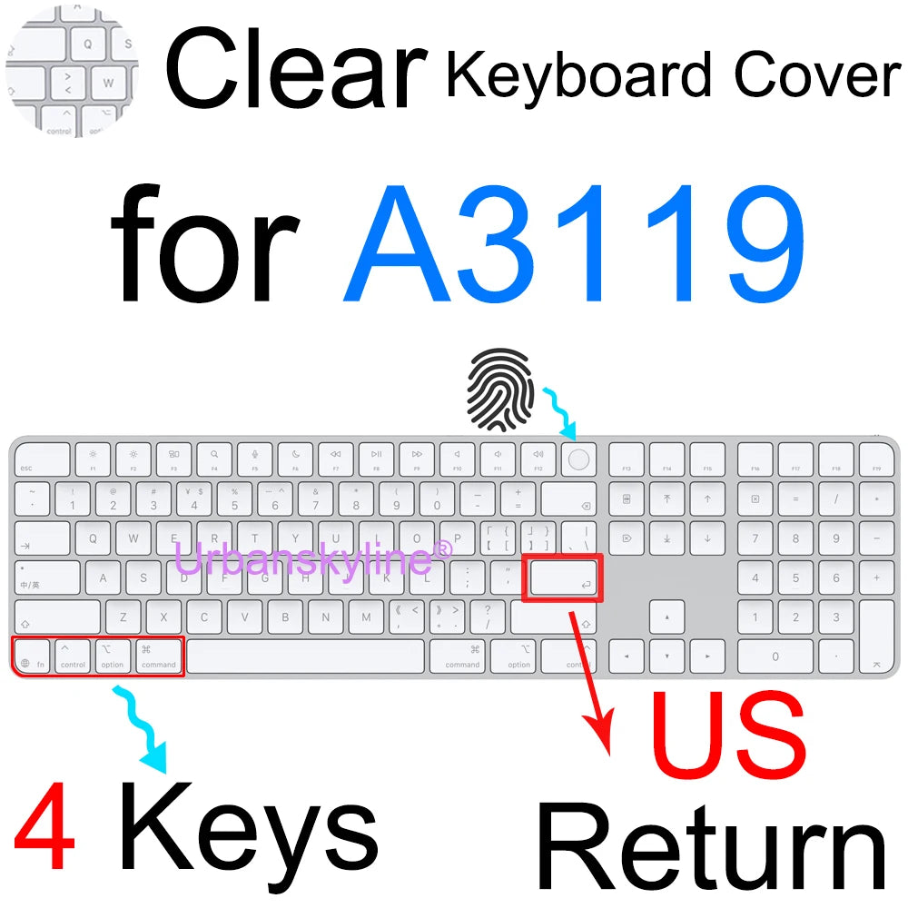 Clear Silicone Keyboard Cover for Apple Magic Keyboards