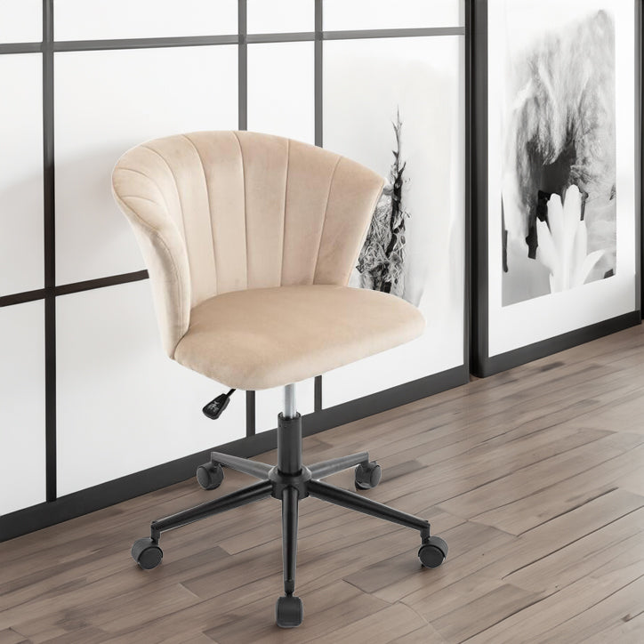 Camel Velvet-Style Swivel Office Chair