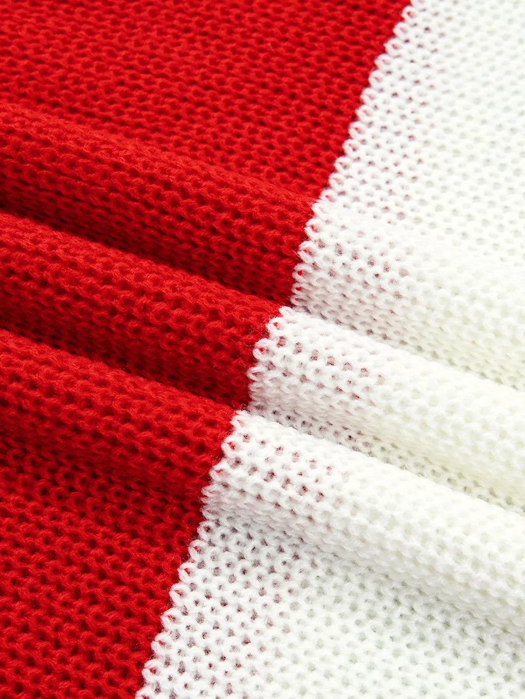 Scarlet striped MERRY Christmas sweater with drop shoulders, view 14