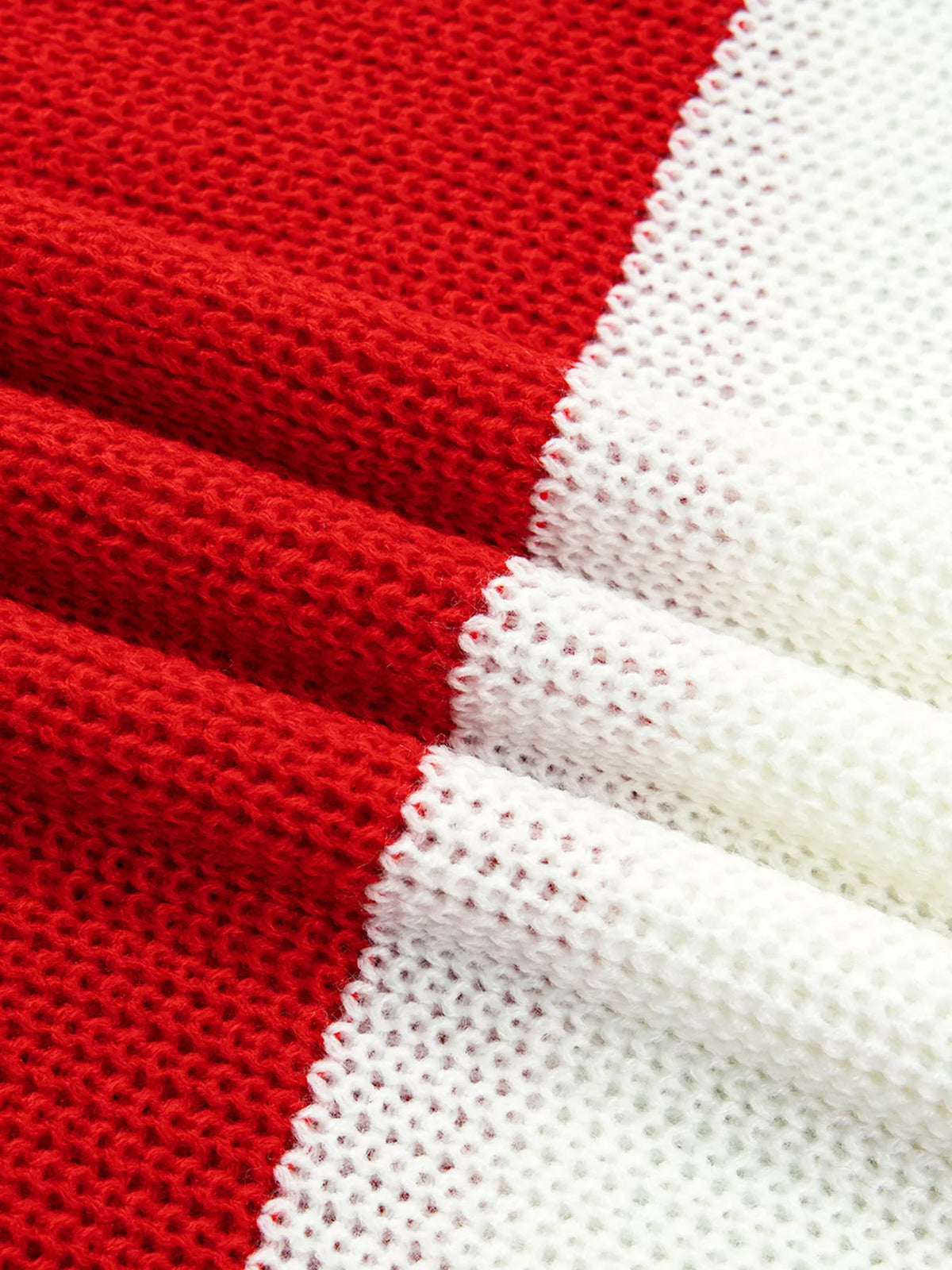 Scarlet striped MERRY Christmas sweater with drop shoulders, view 14